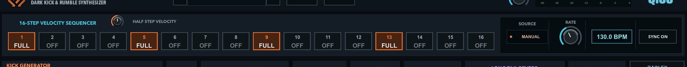 SUBTERRAIN sequencer, tempo and sync controls
